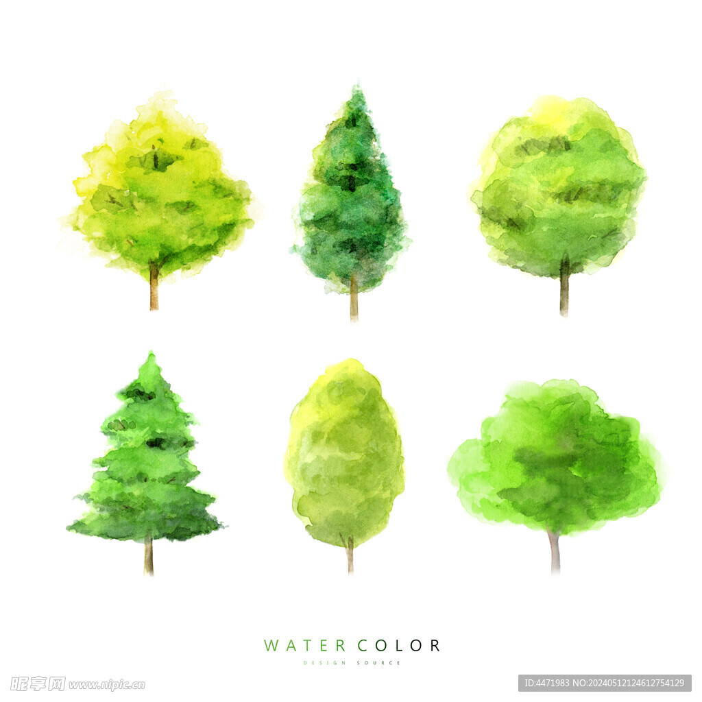 水彩綠色植物 