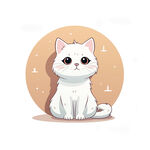一只白色的猫极简主义手绘插画