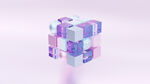 紫色3d魔方抽象造型
