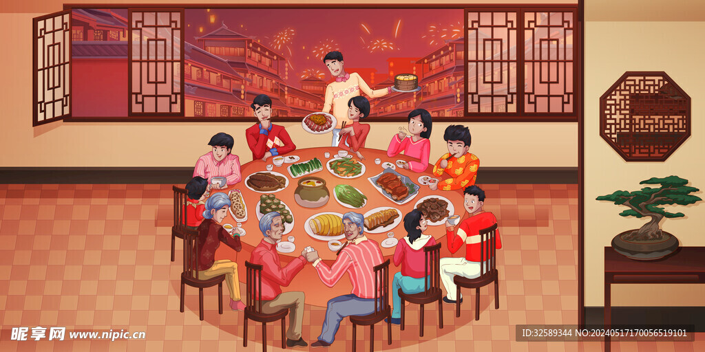 年夜飯插畫