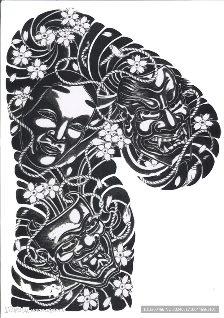三人頭文身