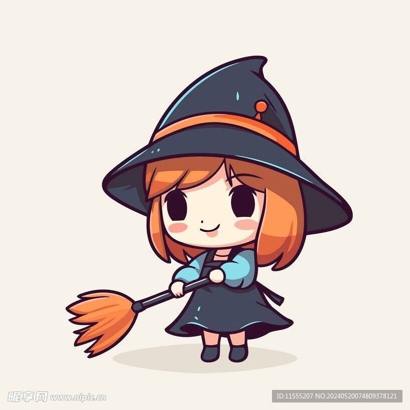 有趣魔女卡通兒童插畫