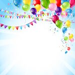 水彩气球生日背景卡片
