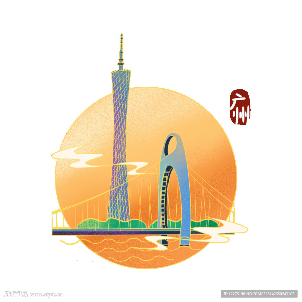 國潮插畫背景         