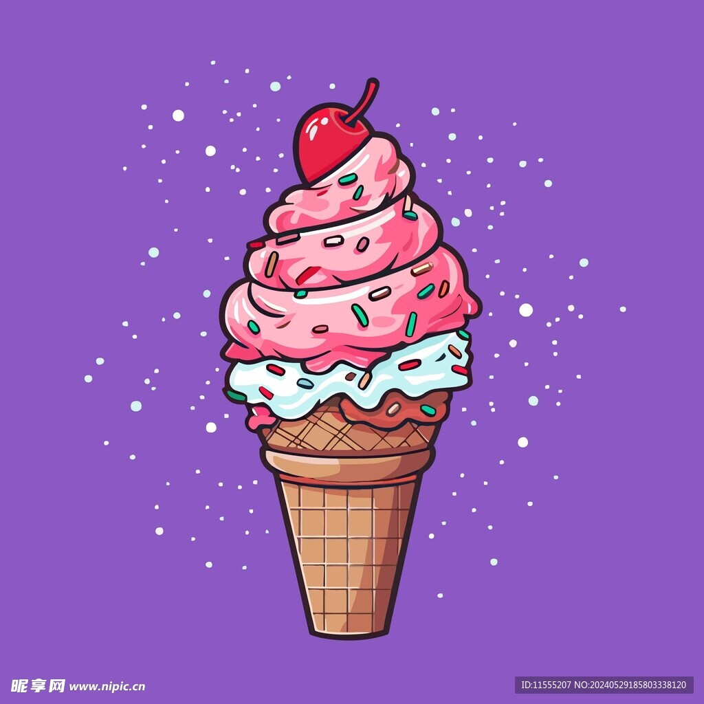 美味多彩果味冰激凌矢量插畫
