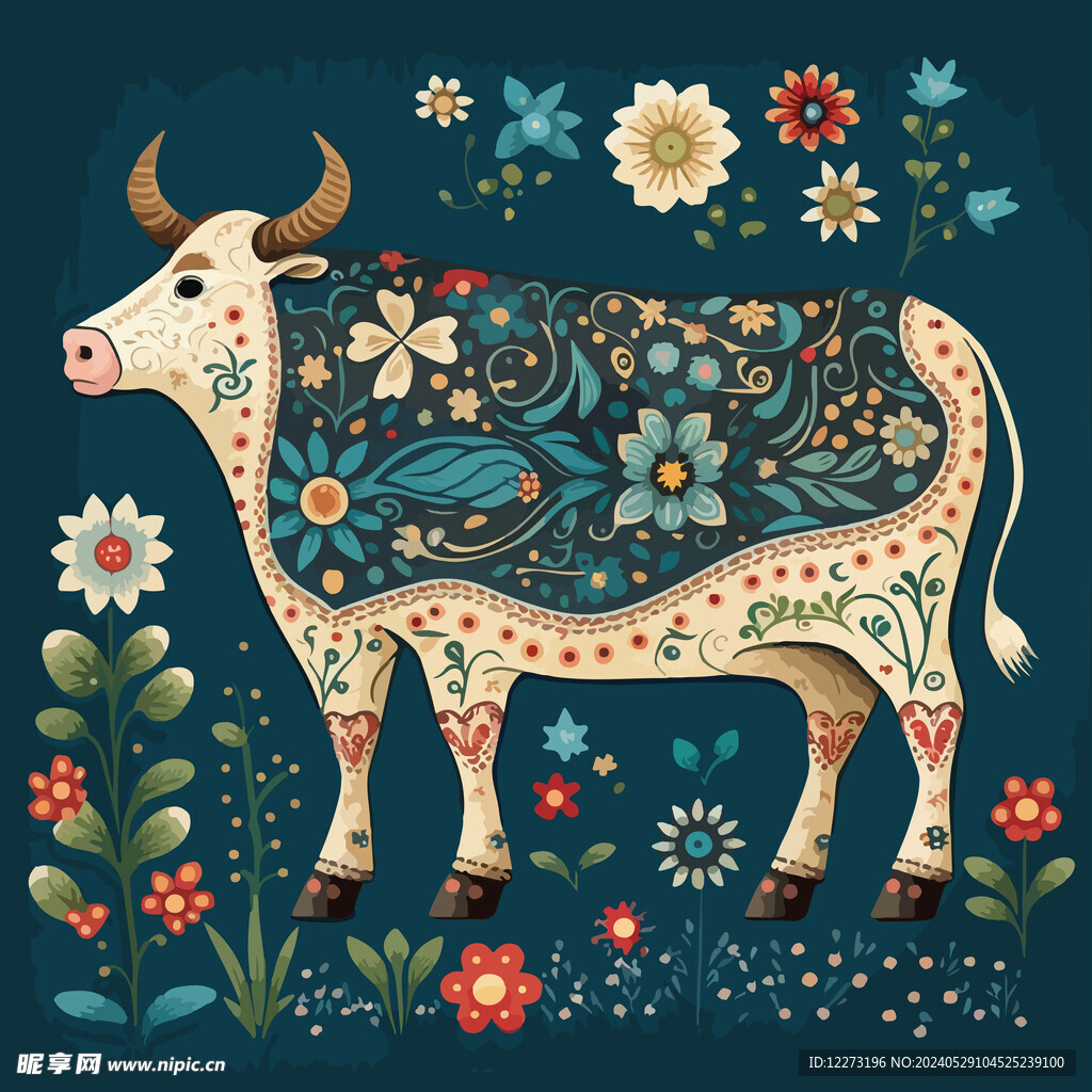 牛生肖動物插畫        