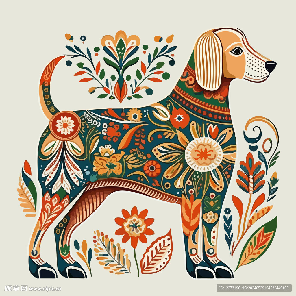 狗生肖動物插畫        