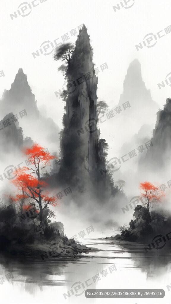 山谷 中國風 中國畫 山水