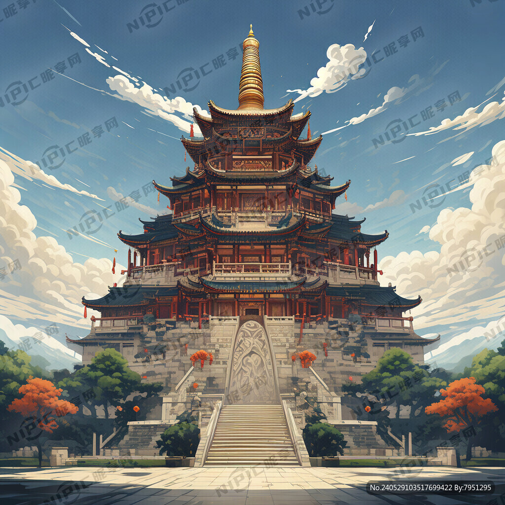 塔爾寺矢量圖