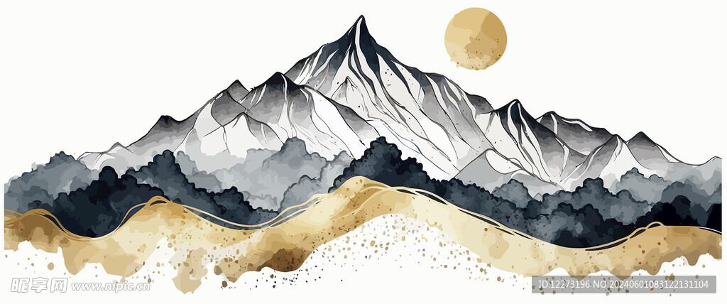 國風山水燙金         