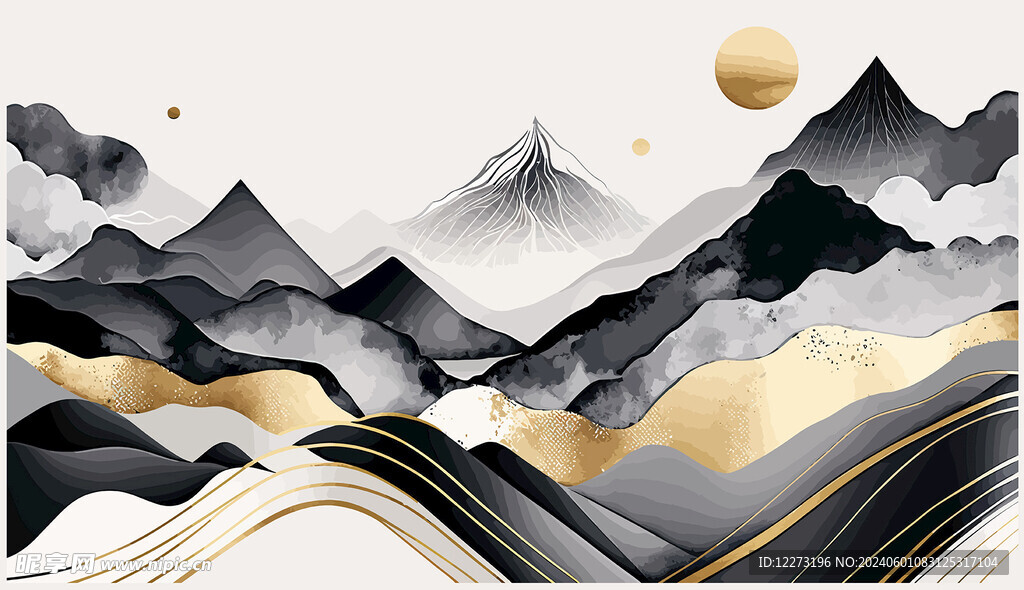 國風(fēng)山水燙金         