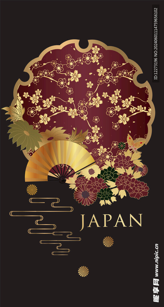 日式花紋背景         