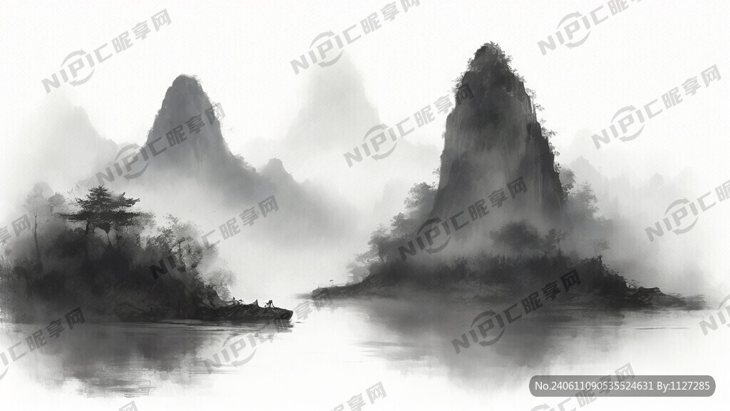 以濟源為素材 做一幅水墨山水