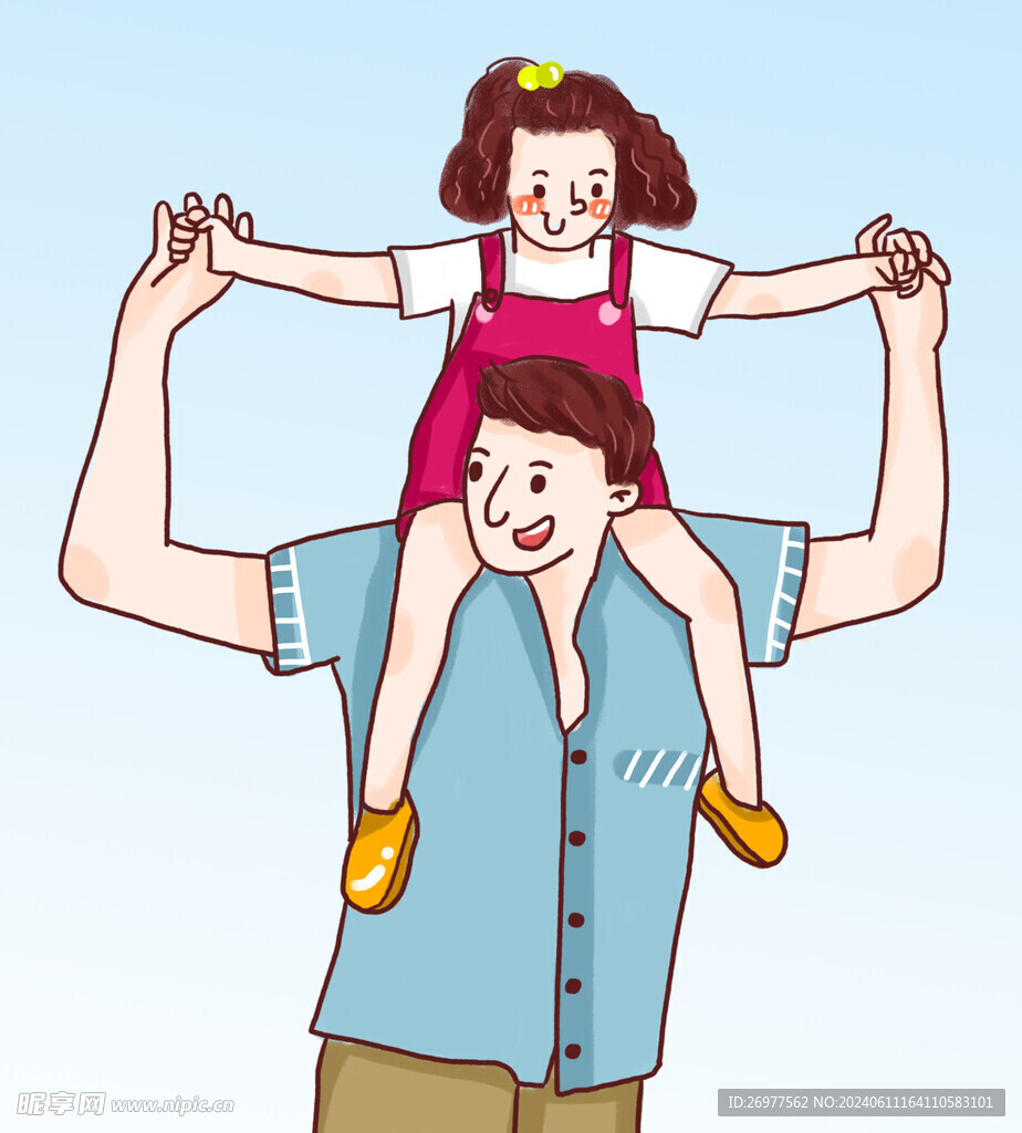  父親背著女兒
