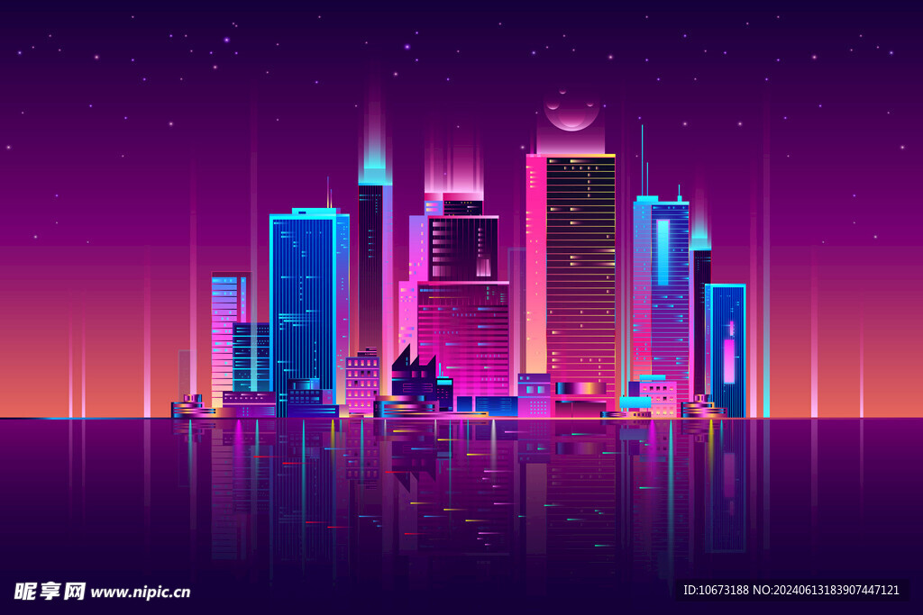  霓虹城市夜景
