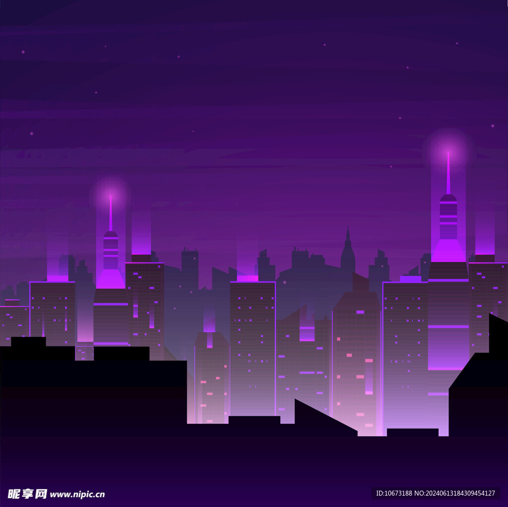  霓虹城市夜景 