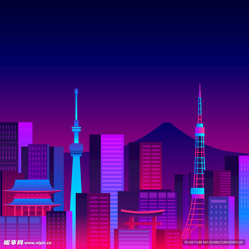  霓虹城市夜景 