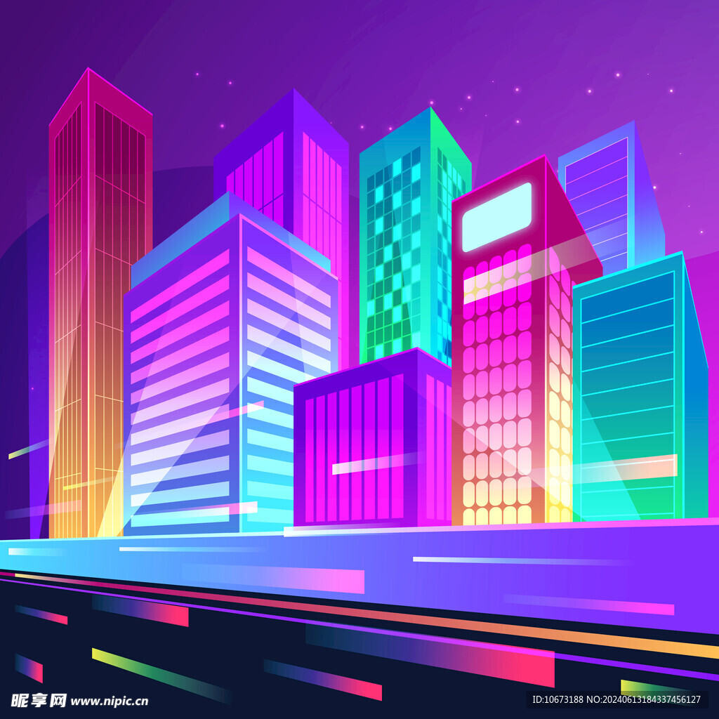  霓虹城市夜景 
