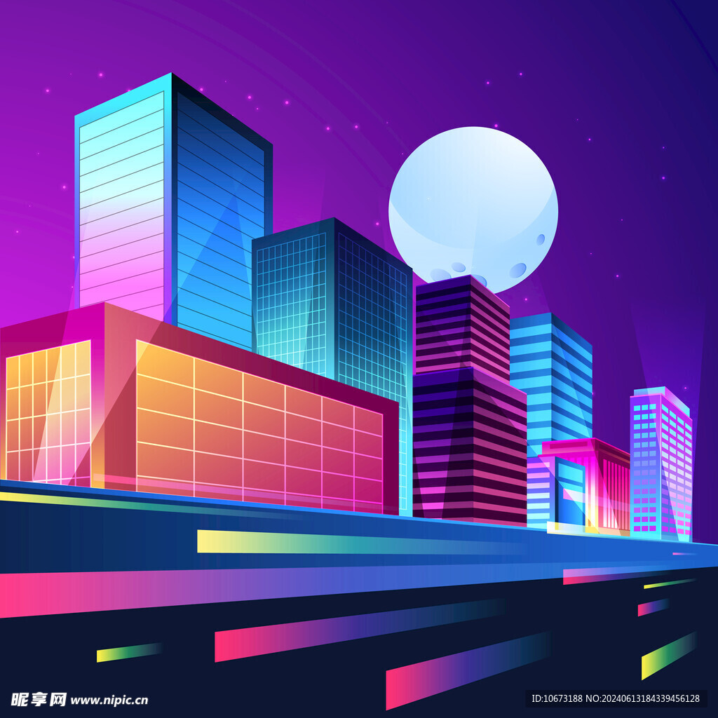  霓虹城市夜景 