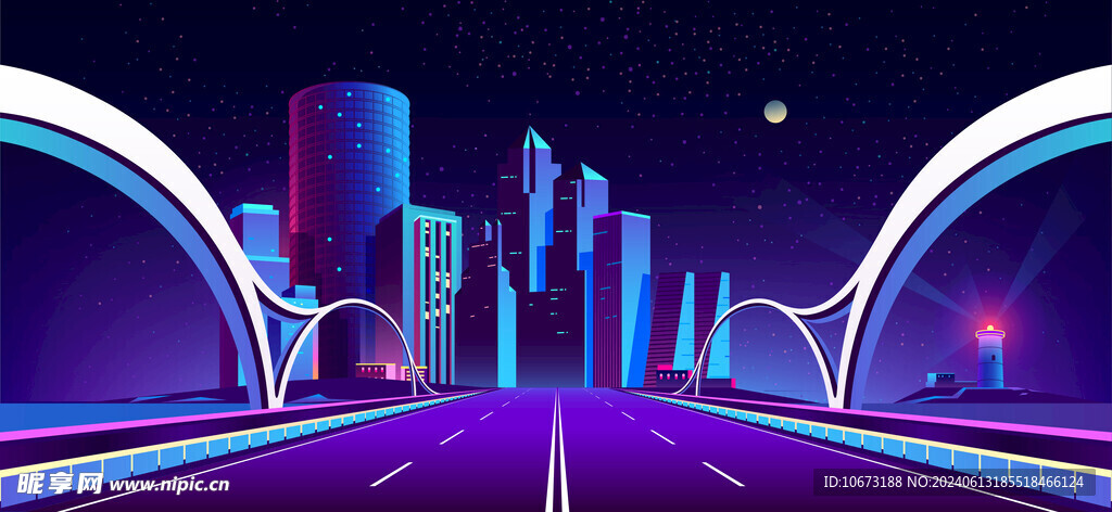  霓虹城市夜景 