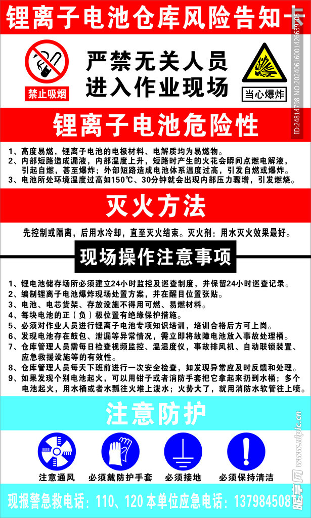 鋰電池倉庫風險告知卡