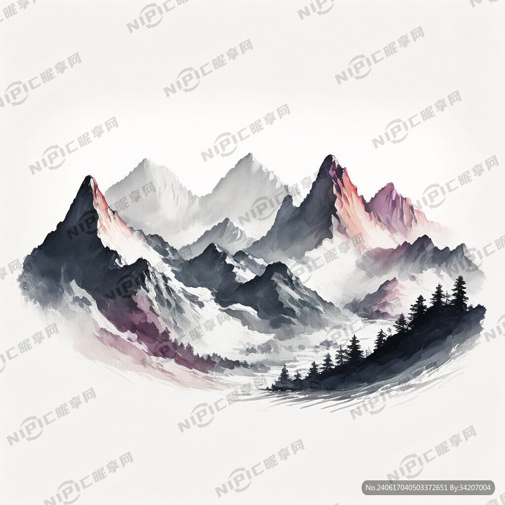 山川 線條畫 純色線條