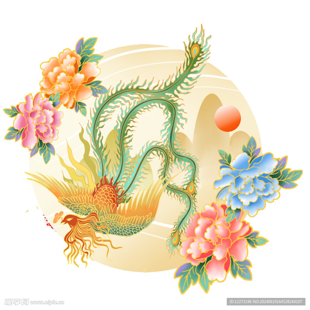 國潮燙金鳳凰         