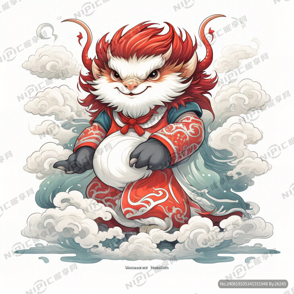 把獬豸可愛卡通化 腳踩祥云