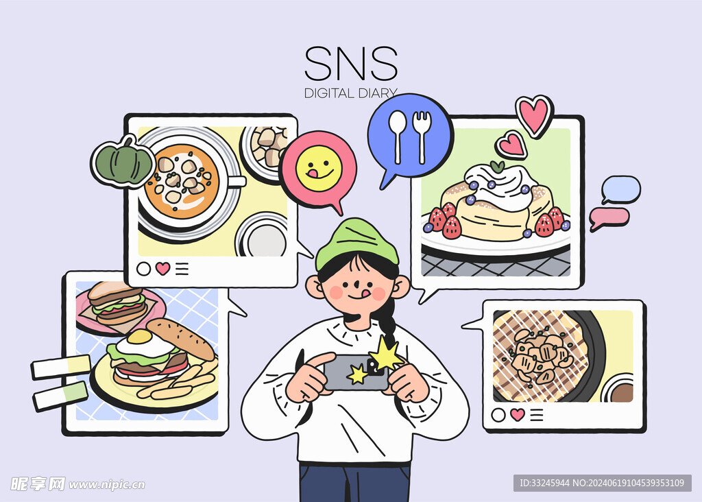 矢量人物插畫 點餐