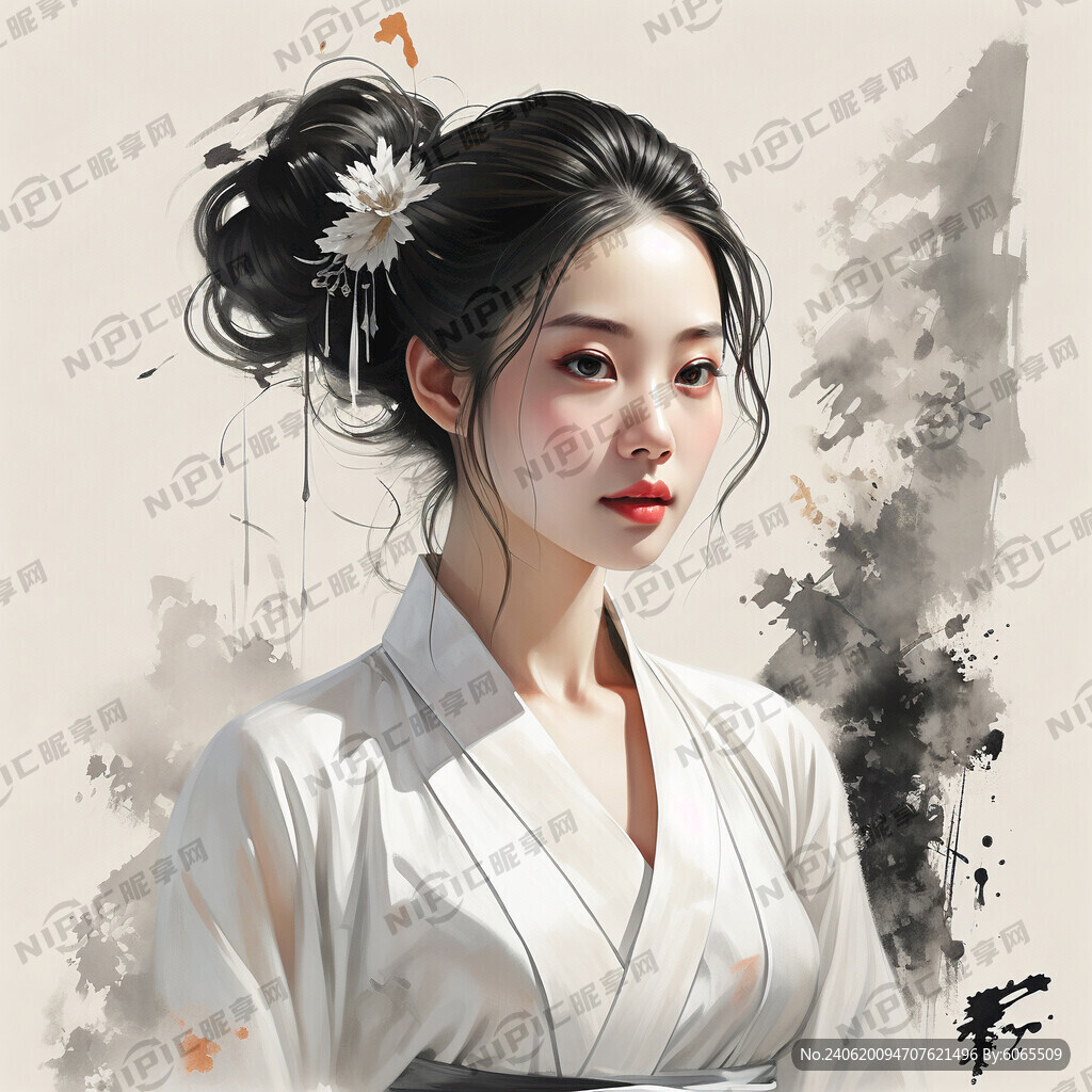 中國美女 白色衣服 膚白貌美