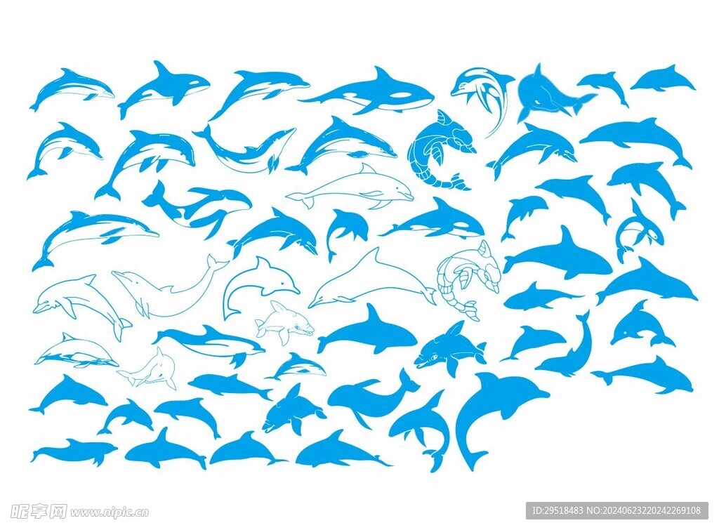 海豚線稿