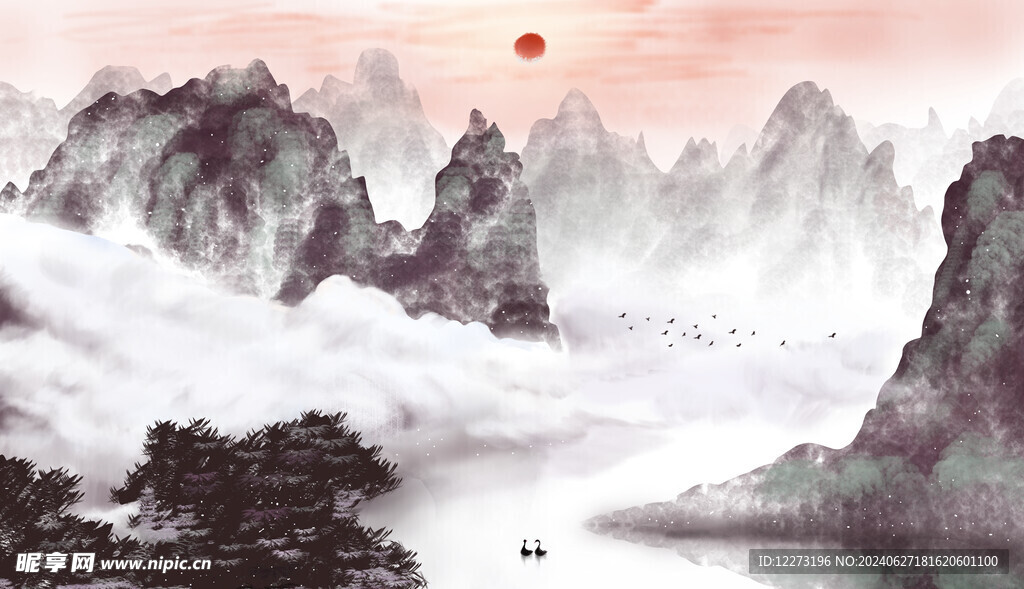 中式山水畫          
