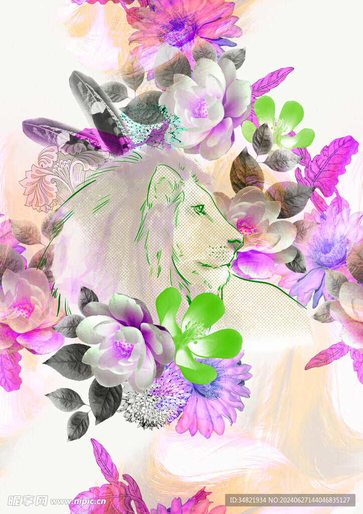 水彩獅子