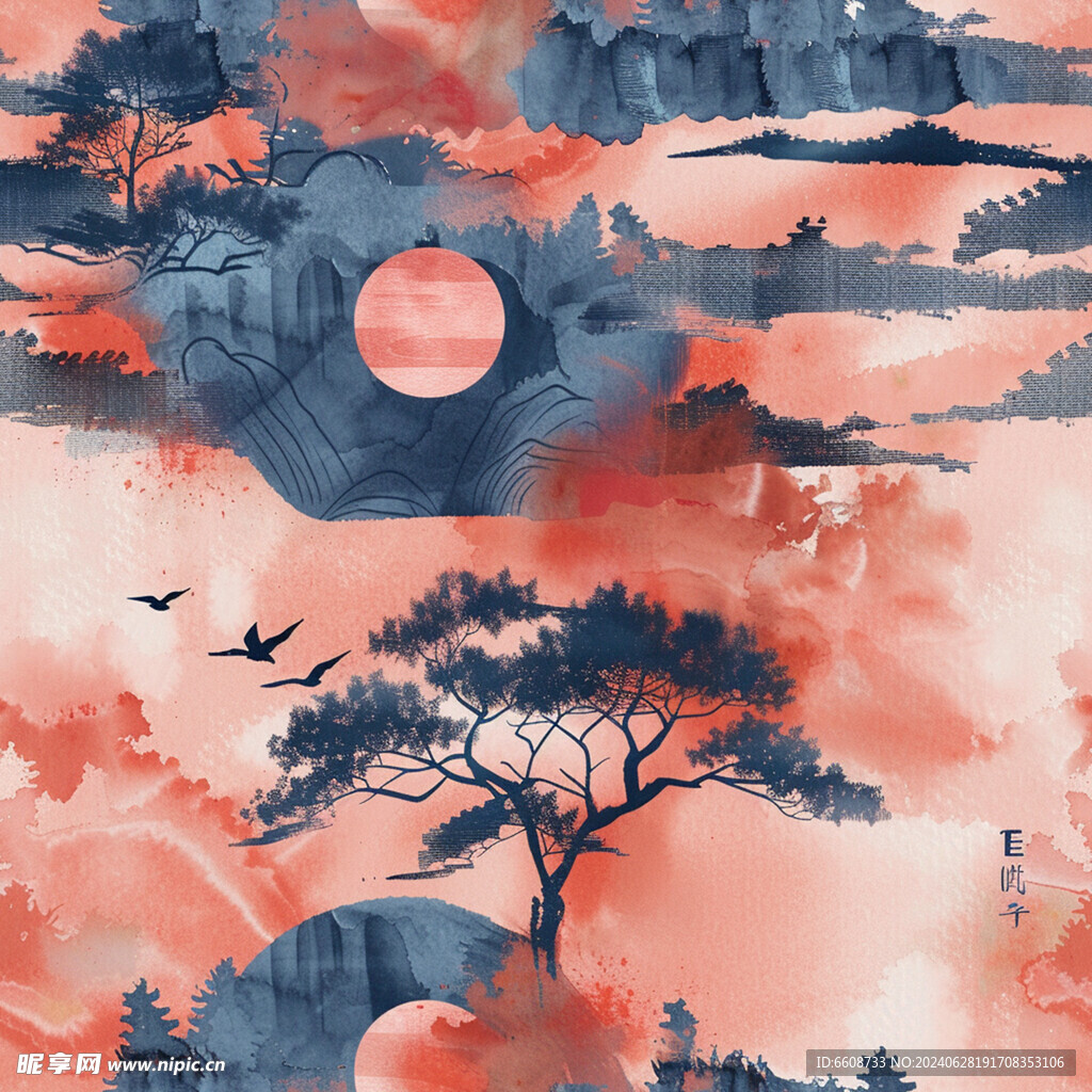 風景畫日式風格背景