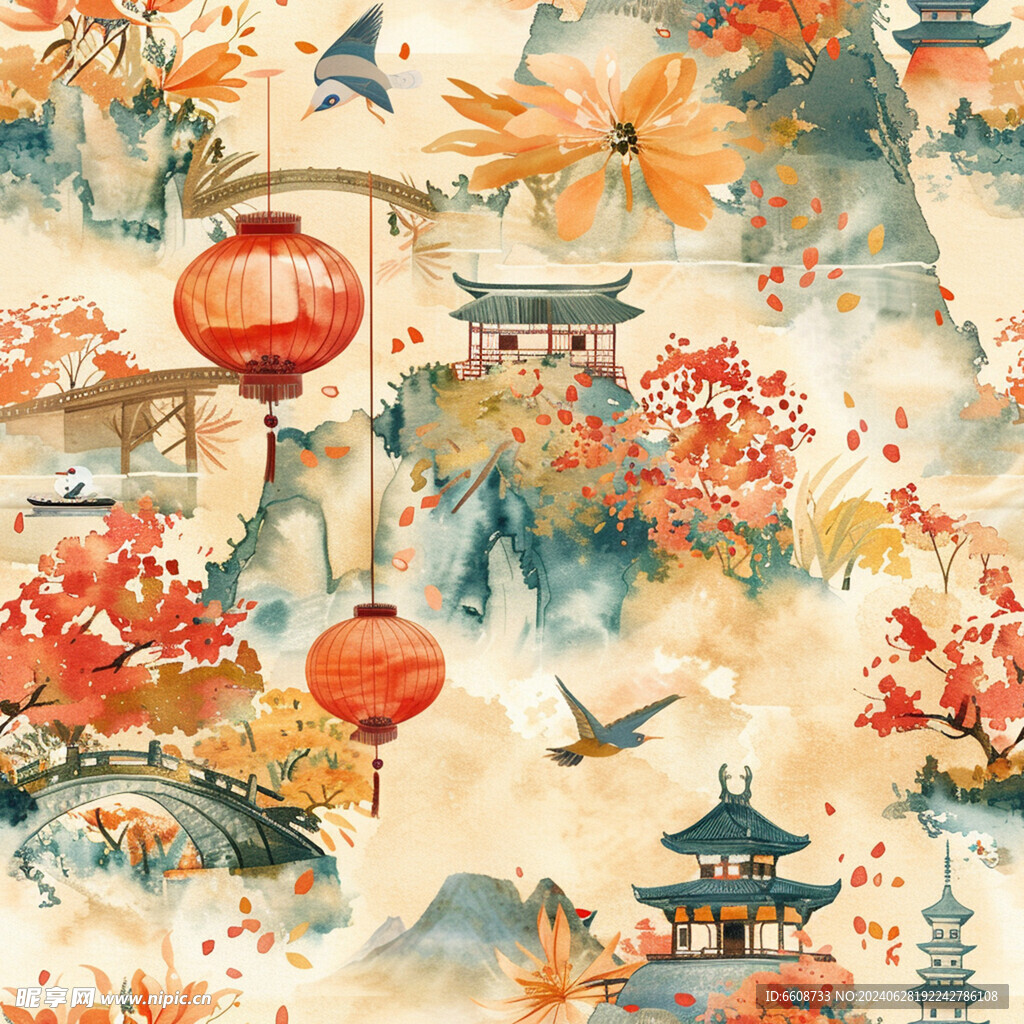 風景畫日式風格背景