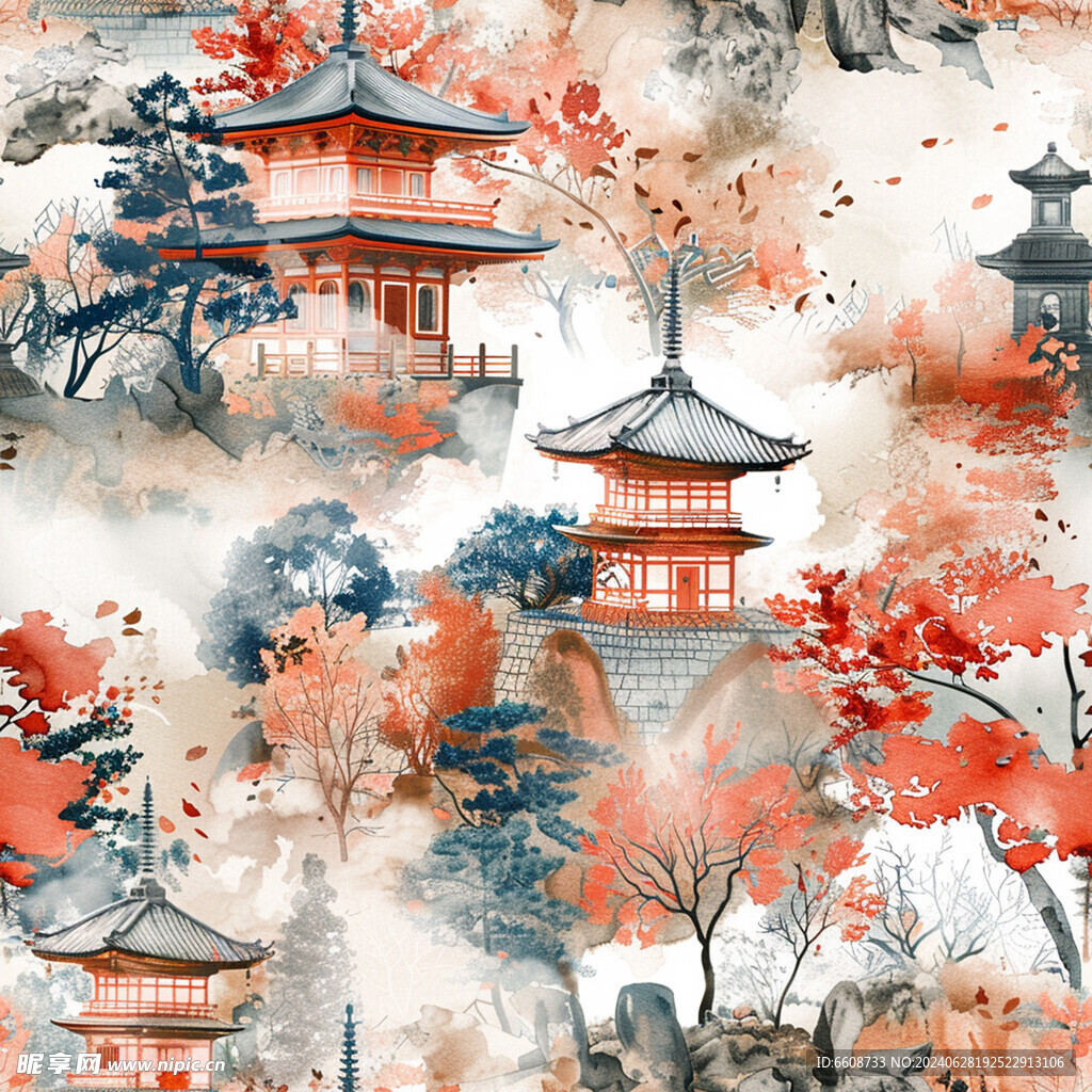 風景畫日式風格背景