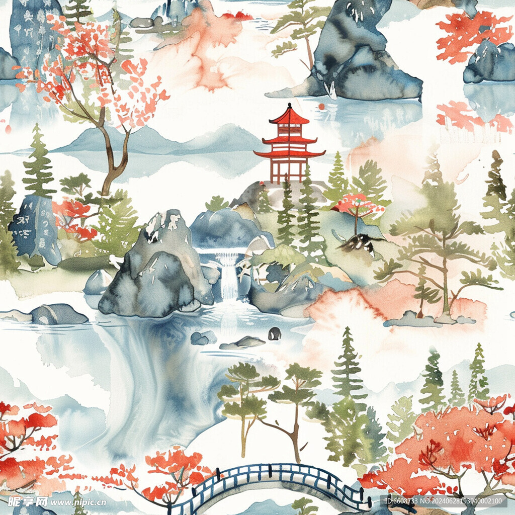 風景畫日式風格背景