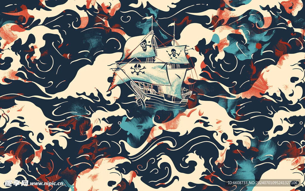 海盜船背景圖案