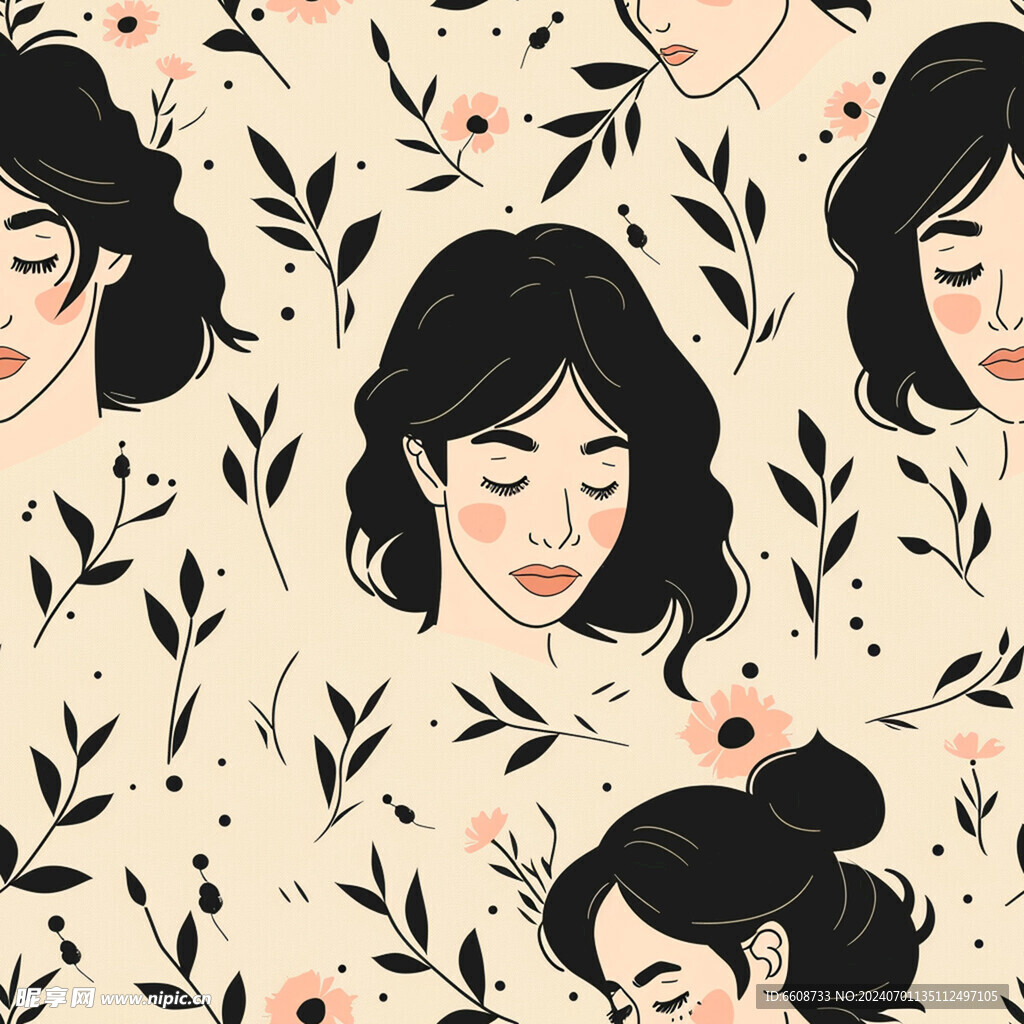 美女鮮花背景素材