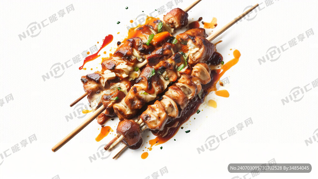 烤串 白底 鮮艷