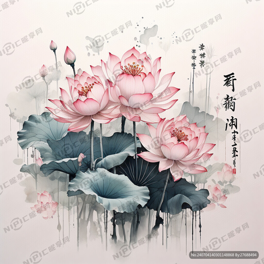 荷花 荷葉 蓮蓬 粉色 立體 