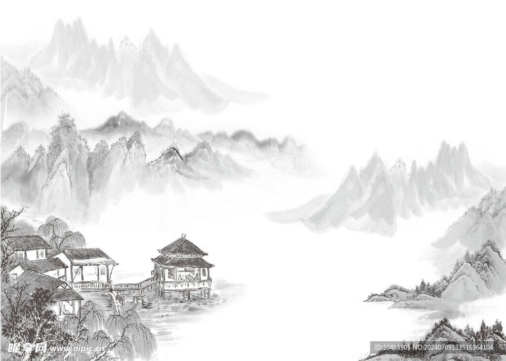 水墨中式山水畫