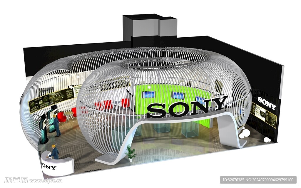 展覽3D模型 二面開口 