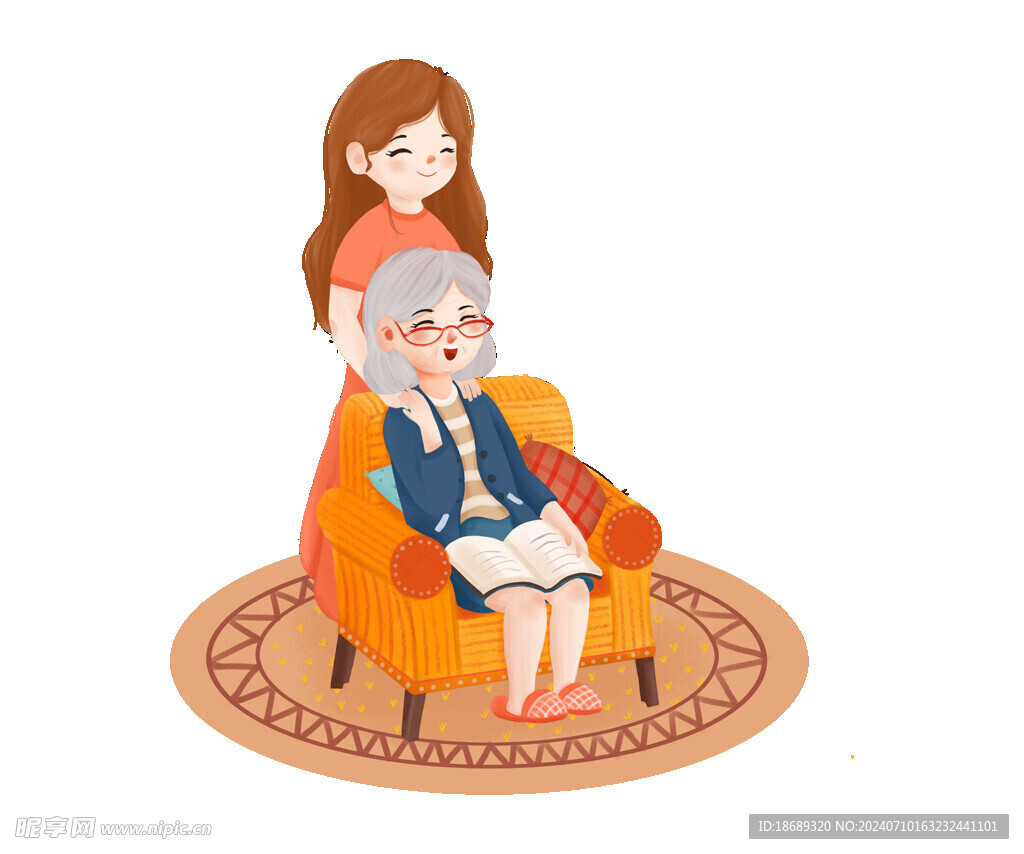 尊老手繪插畫社區漫畫免摳