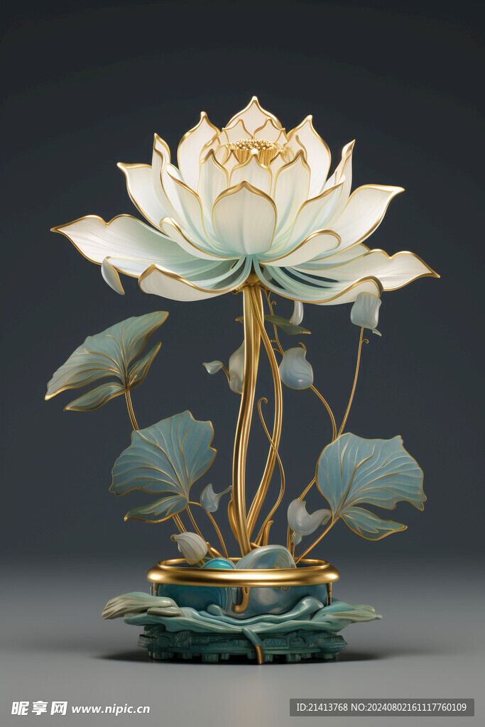 浮雕點翠蓮花 