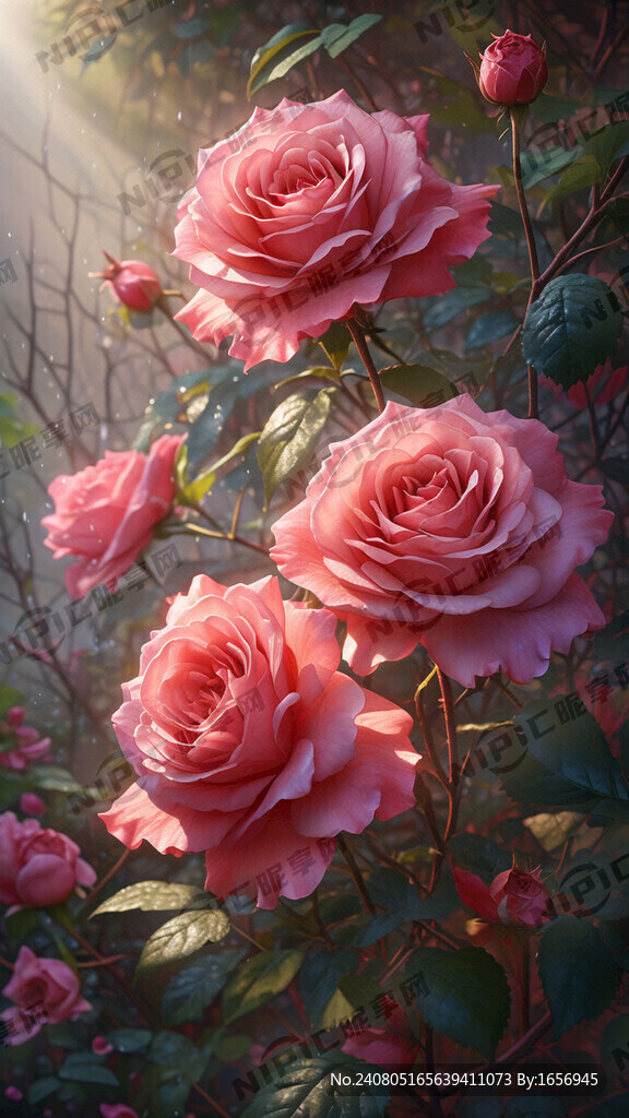 薔薇 完整 高清 多朵 寫實