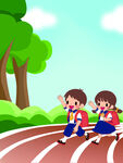 開學季操場打招呼小朋友