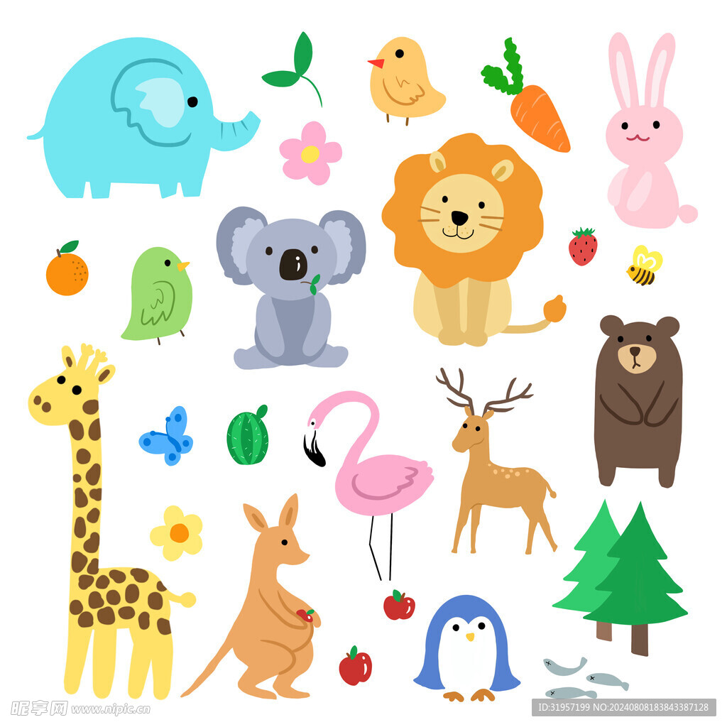 手繪卡通動物插畫