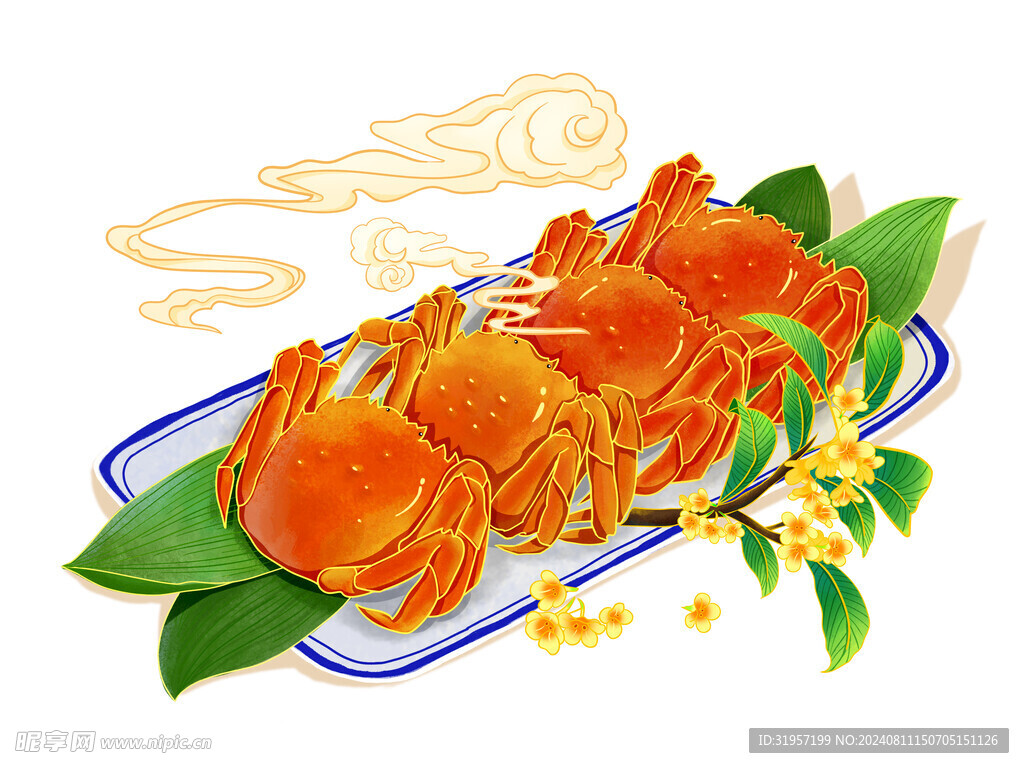 中秋節大閘蟹插畫