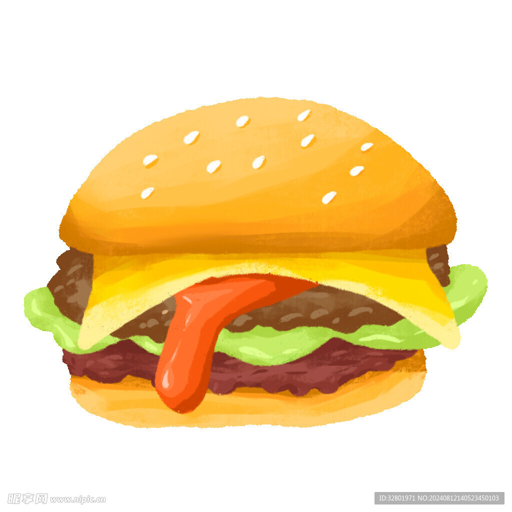 漢堡黃色插畫